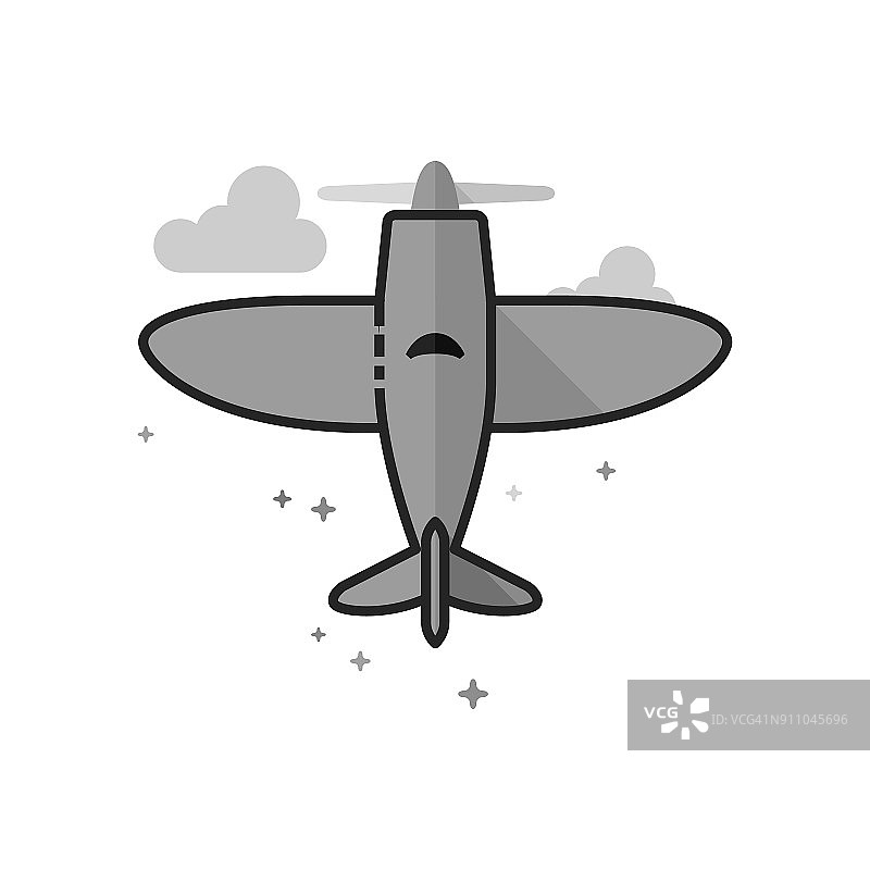 平坦的灰度图标-老式飞机图片素材