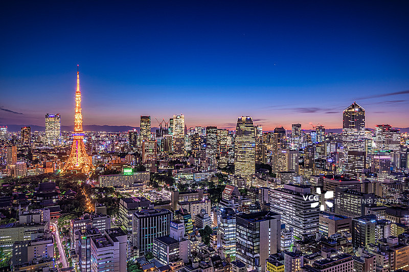 暮色中的东京市景图片素材