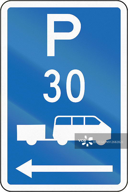 新西兰道路标志-有时间限制的班车停车区域，在这个标志的左边图片素材