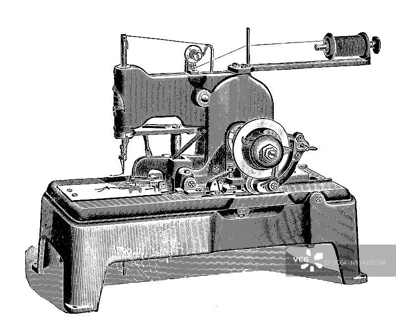 古董插图:缝纫机图片素材