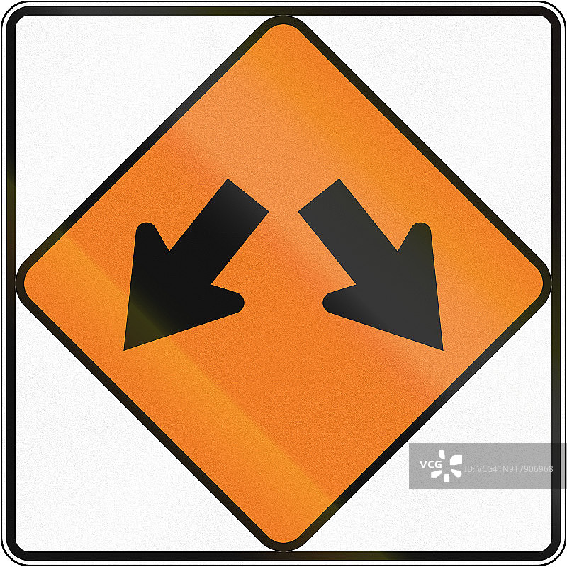 新西兰道路标志-道路分岔图片素材