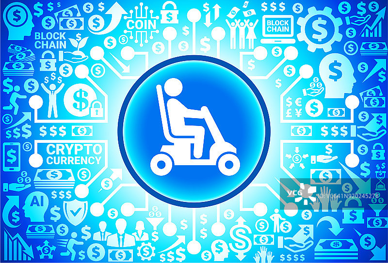 货币和加密货币背景上的残疾购物车图标图片素材