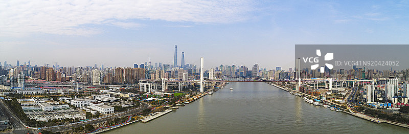 鸟瞰图黄浦江在上海-中国图片素材