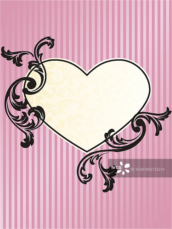 浪漫的粉色心形法式复古镜框图片素材