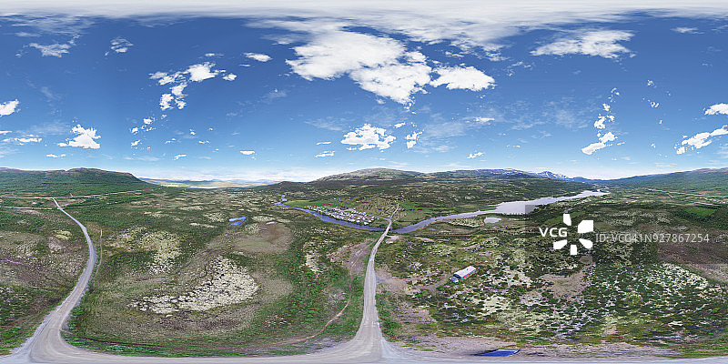 挪威奥普兰县Hjerkinn村的空中景观图片素材