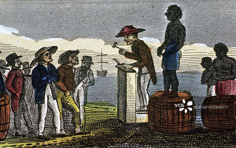 描绘奴隶拍卖的渲染图图片素材