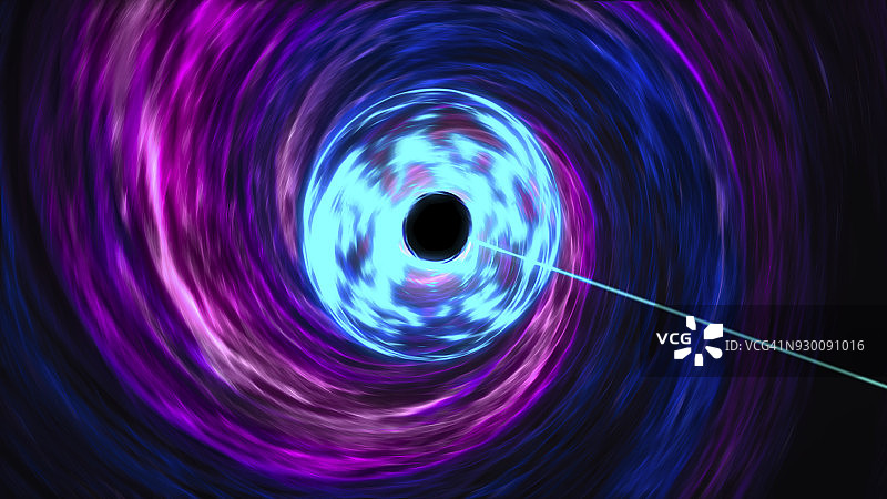 超大质量黑洞享受着它周围的热吸积盘，同时射出强大的辐射喷流图片素材