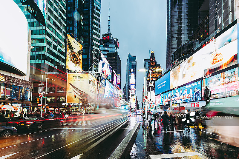 纽约曼哈顿时代广场黄昏图片素材