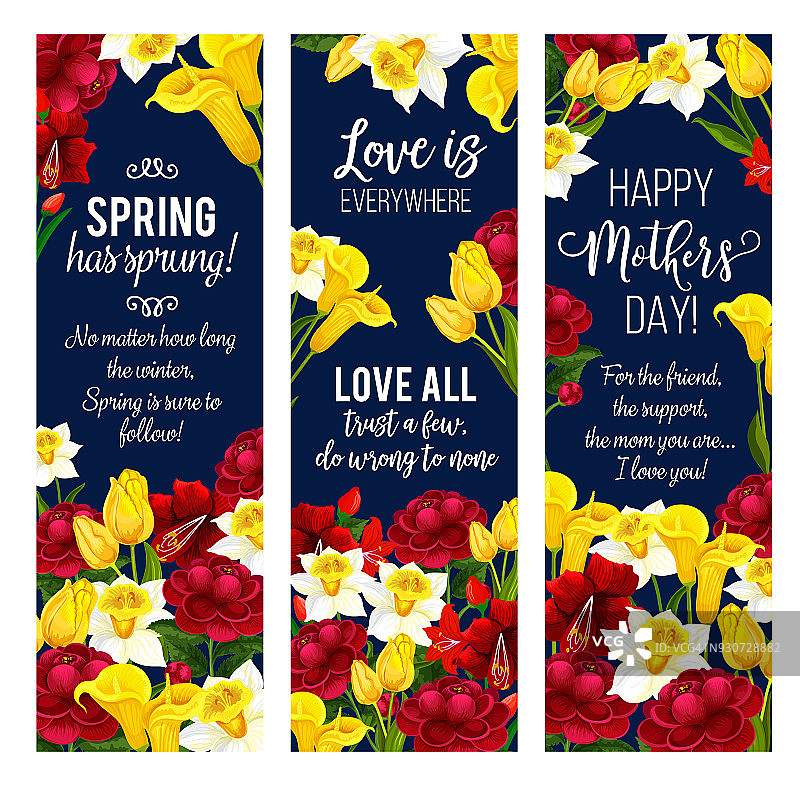 母亲节鲜花横幅为春季节日设计图片素材