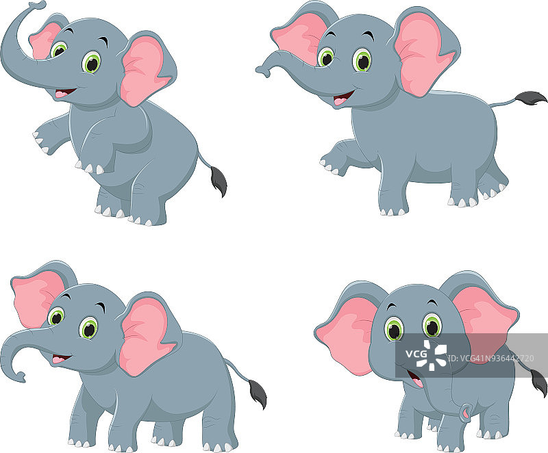 可爱的大象卡通系列图片素材