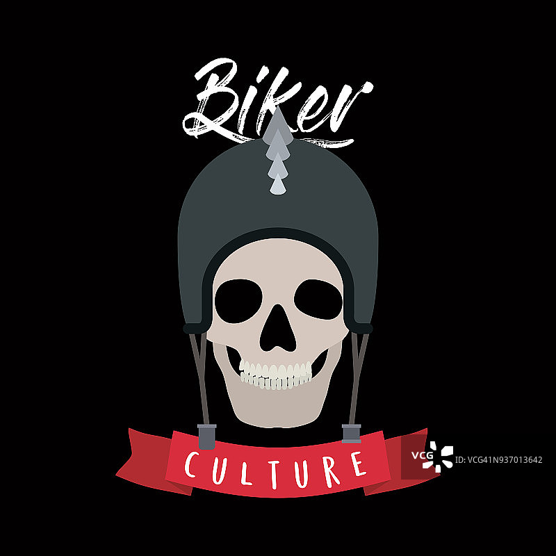 摩托车文化海报，黑色背景的摩托车手头骨和头盔图片素材