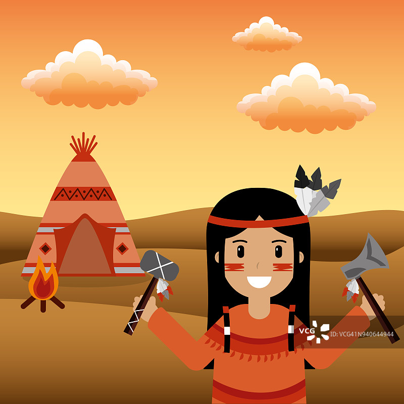 美国原住民卡通图片素材