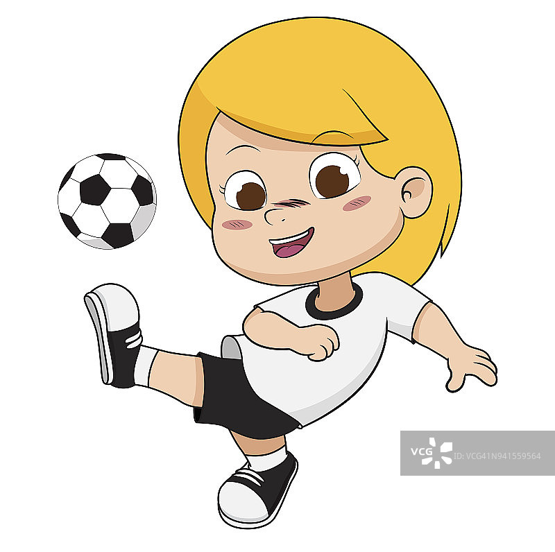 卡通足球的孩子。图片素材