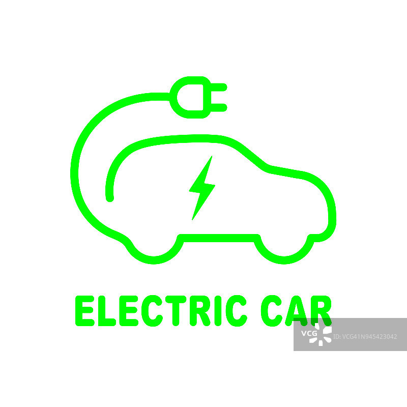 电动车电池充电标志。图标与平面样式图片素材