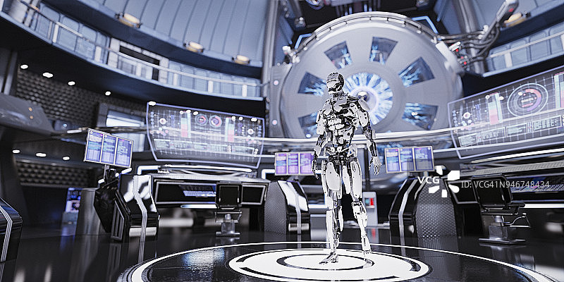 机器人在未来的控制室图片素材
