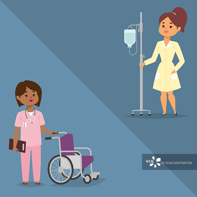 医生护士人物矢量女医务人员平面设计医院团队人员博士插图图片素材