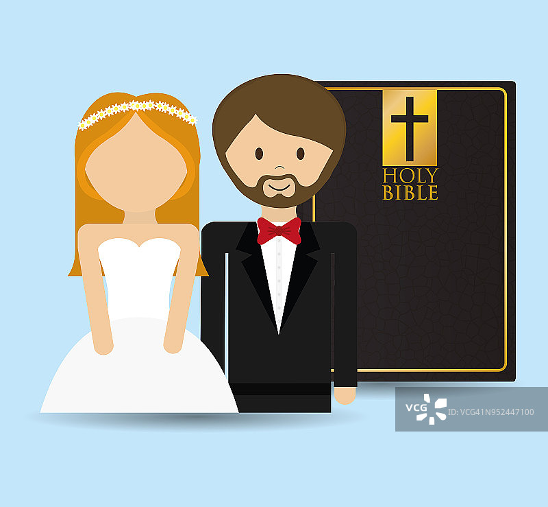 结婚夫妇圣经卡图片素材