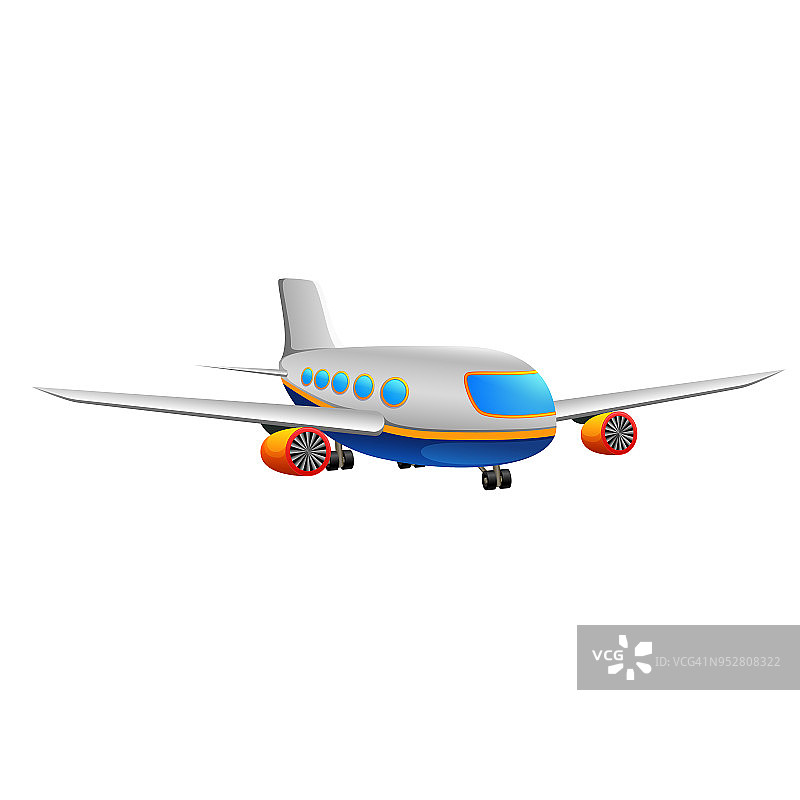 白色背景下的一架商用飞机图片素材
