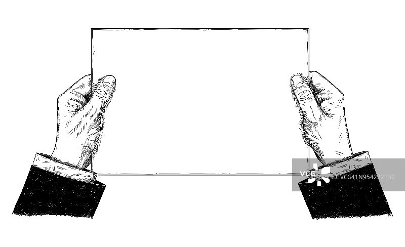 矢量艺术插图或绘图的商人的手拿着白纸图片素材