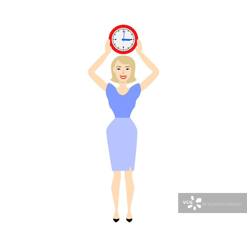 矢量商女时间，时钟期限概念图片素材