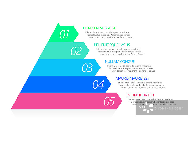 色彩斑斓的金字塔。信息图的步骤图片素材