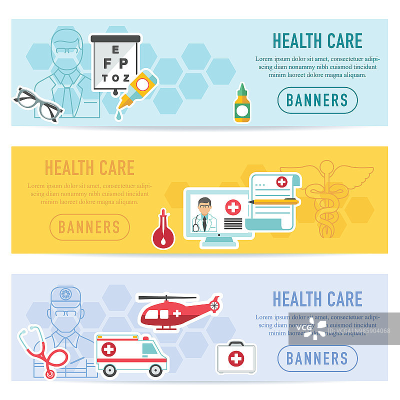六边形背景与医疗保健图标图片素材