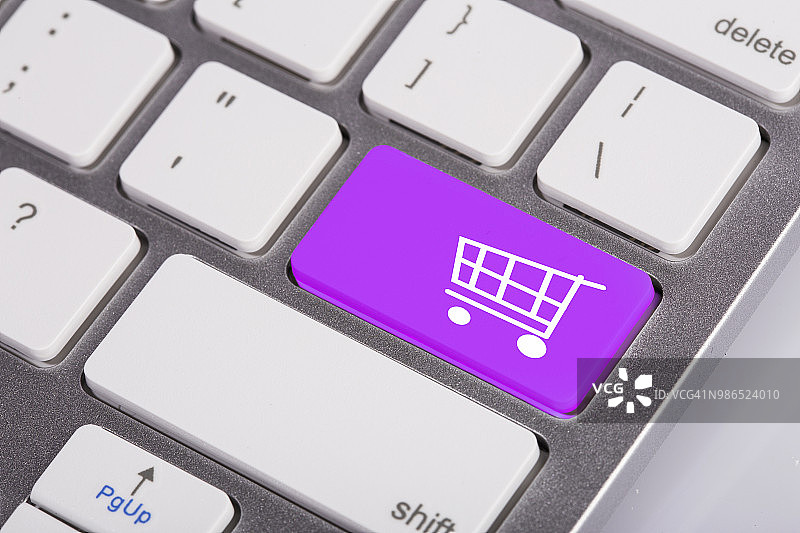 计算机键紫色-添加到购物车图片素材