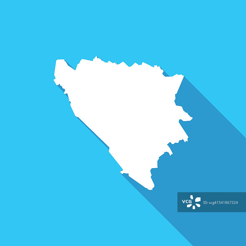 波斯尼亚和黑塞哥维那地图在白色的蓝色背景图片素材