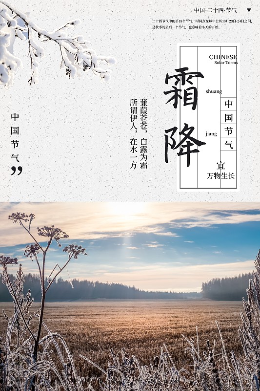 传统中国风霜降节气海报图片下载