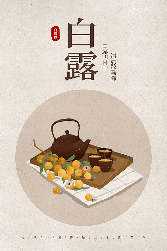 中国风24节气白露美食海报图片下载