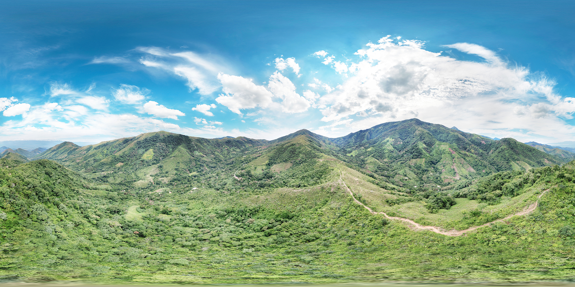 在哥伦比亚巴耶杜帕尔的山脉和自然之上——360°等矩形全景图图片下载