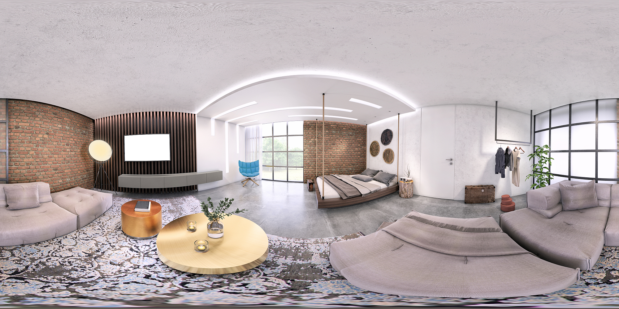 现代工作室公寓360等矩形全景室内图片下载
