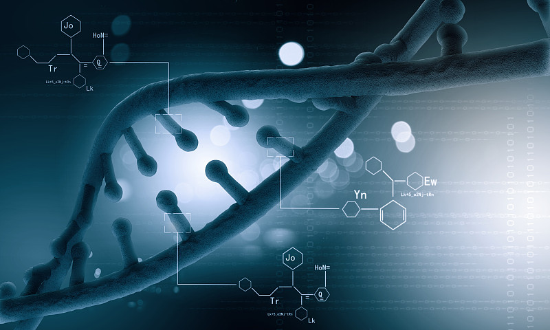 DNA分子。生物化学背景概念与高科技dna分子图片下载