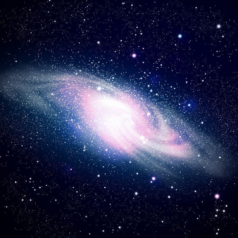 发光的星系对着黑色的空间和恒星图片下载