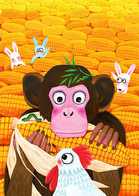 动物大世界插画系列-啃玉米的猴下载