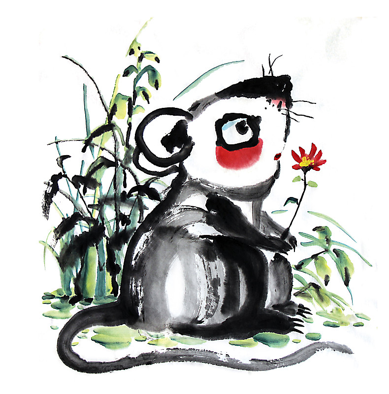 中国画十二生肖大全套共600多幅水墨画-生肖鼠系列图片下载