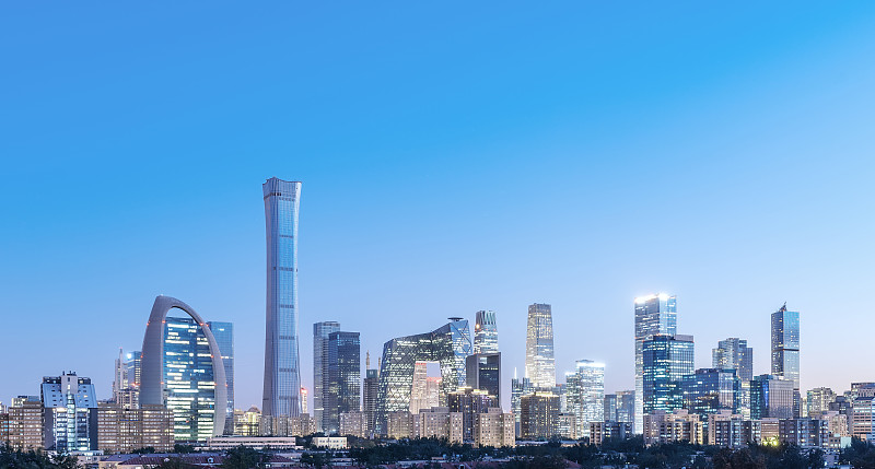 北京城市国贸CBD全景夜景背景用图图片下载