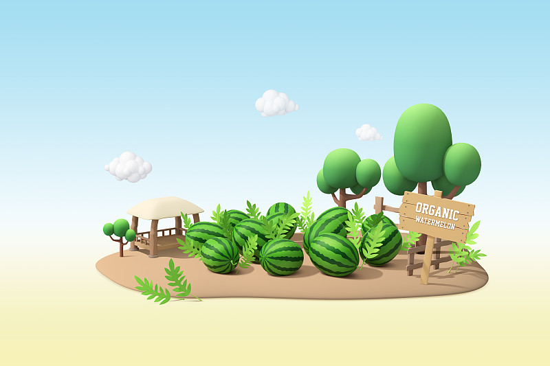 农业和农业概念3D平面设计。自然有机农场008图片下载