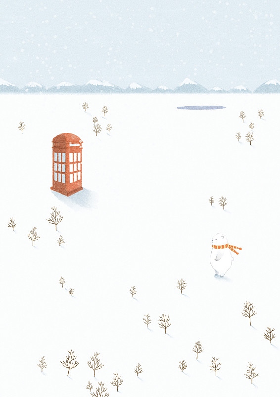 北欧风动物插画二十四节气图大雪下载