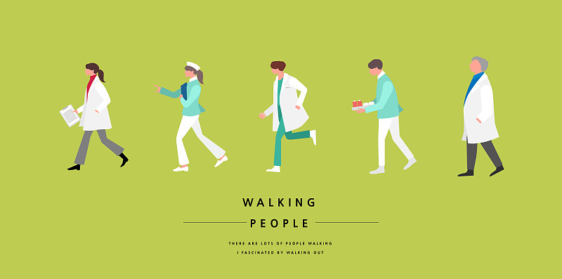 人，行走，侧面，职业，医生，护士图片下载