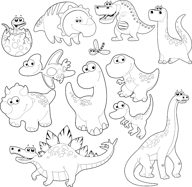 一群恐龙怎么画图片