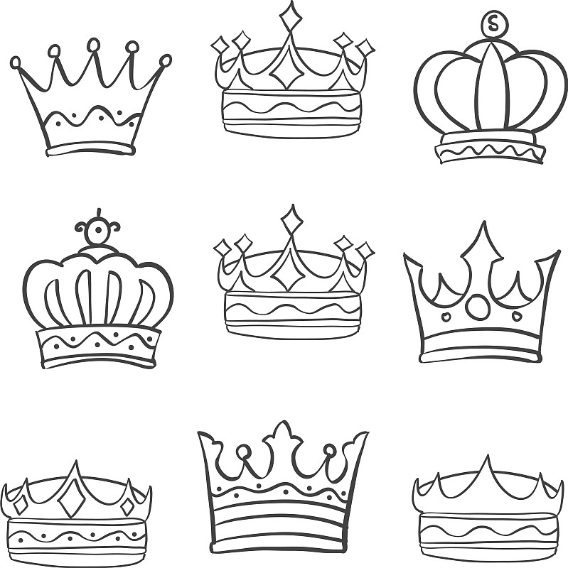 女王皇冠简笔画黑白图片