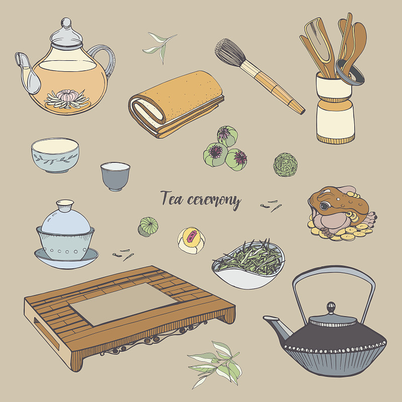 茶道与各种传统工具图片素材