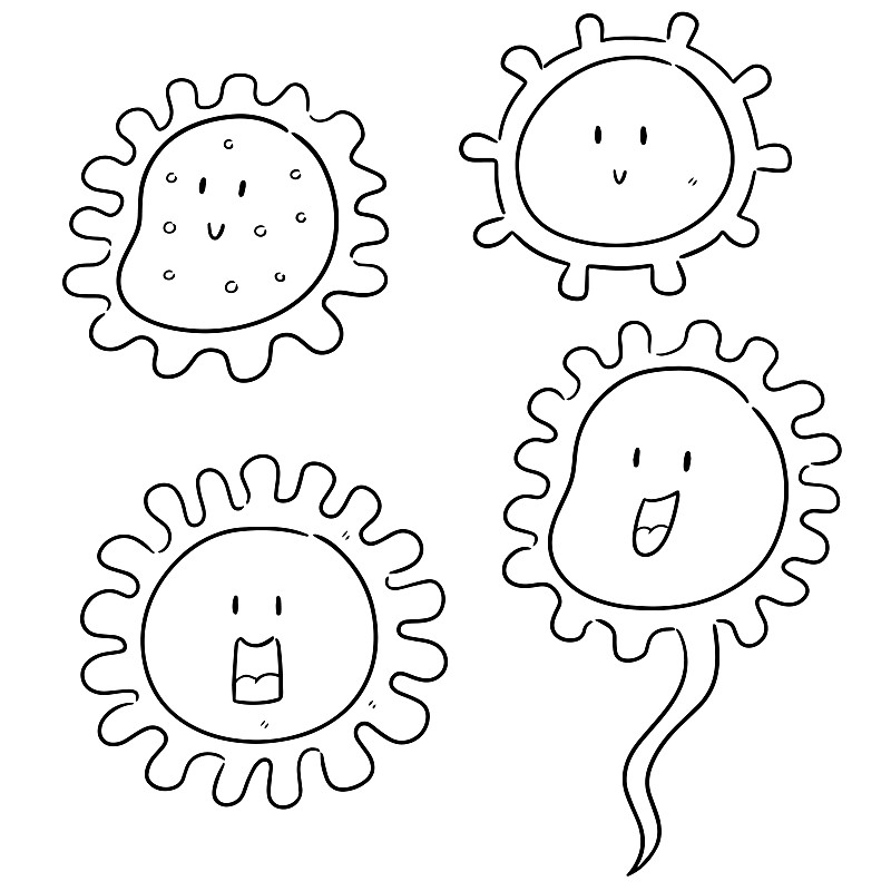 疫情简笔画 细菌图片