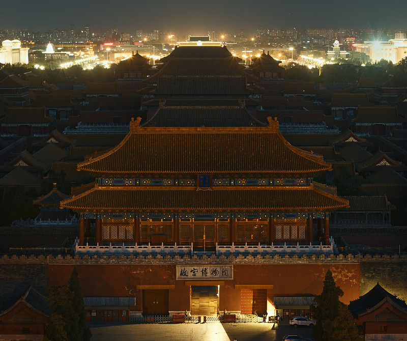 高视角拍摄紫禁城的夜晚图片下载