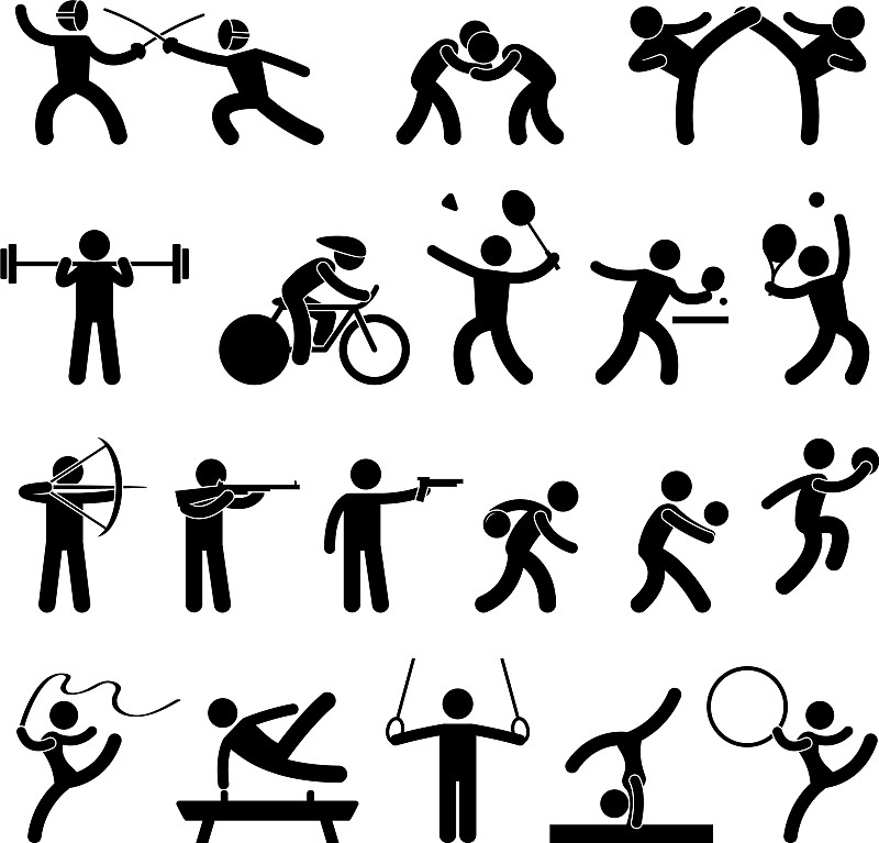 室内体育游戏中运动员集合图标符号标志图片