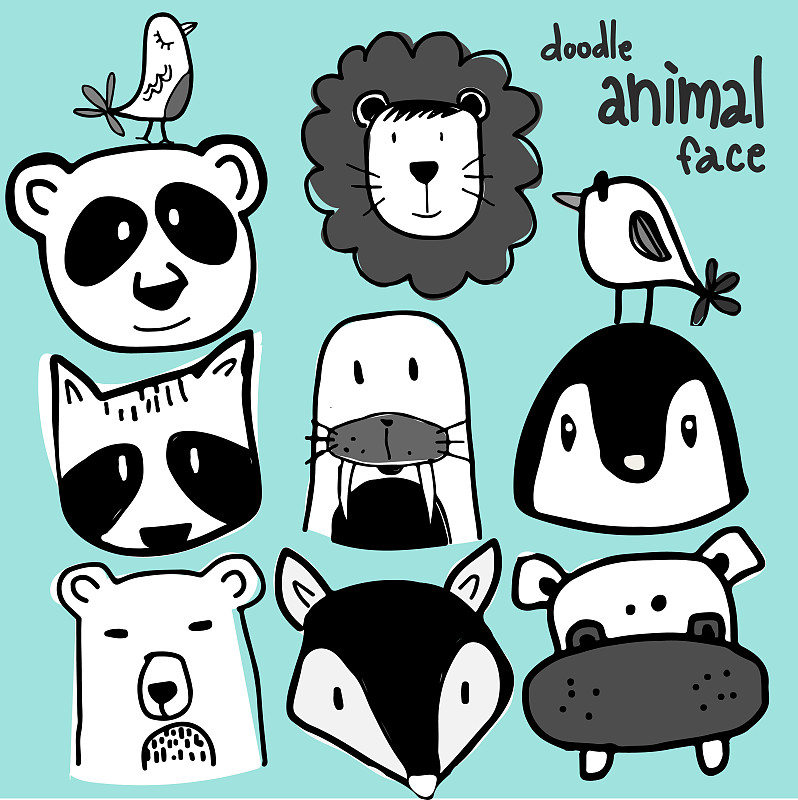 野生动物脸涂鸦集图片