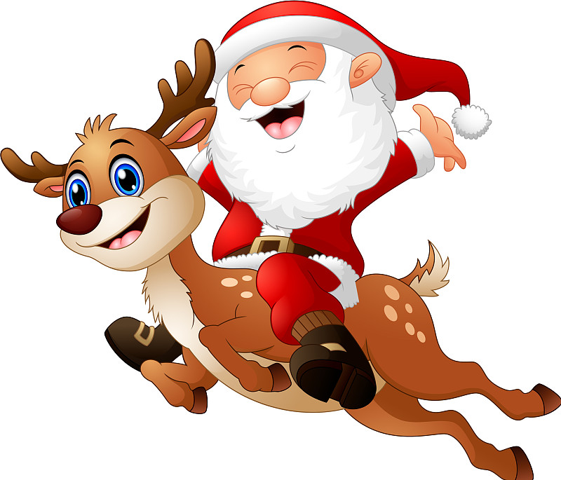 圣诞老人骑驯鹿的图画图片