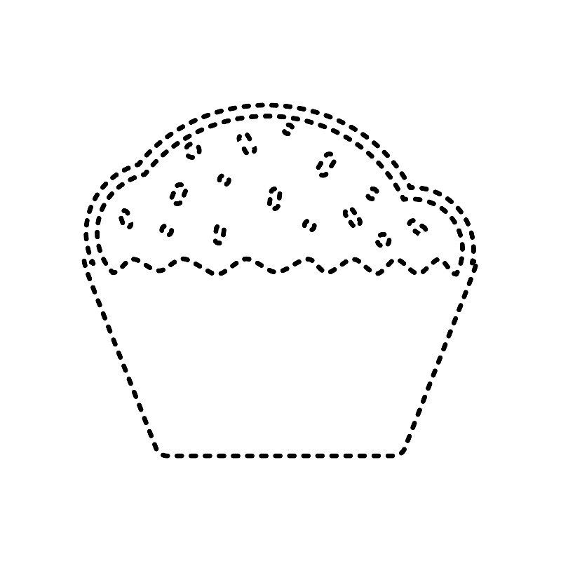 纸杯蛋糕标志黑色虚线图标上的白色图片