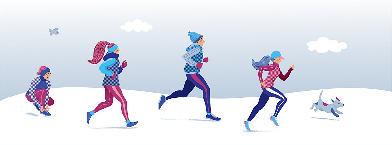 冬季人们跑步公园横幅封面设计图片下载